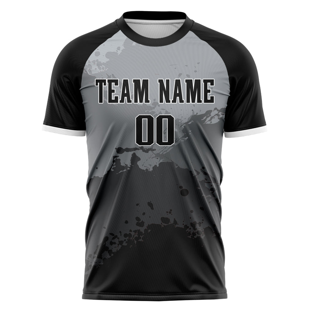 Personalized Black & Gray Pattern Soccer Jersey