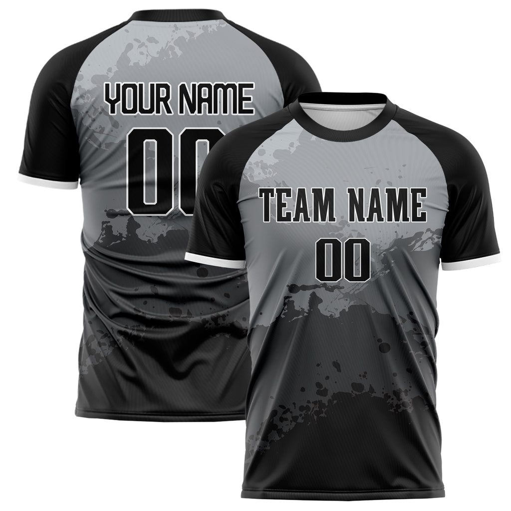 Personalized Black & Gray Pattern Soccer Jersey