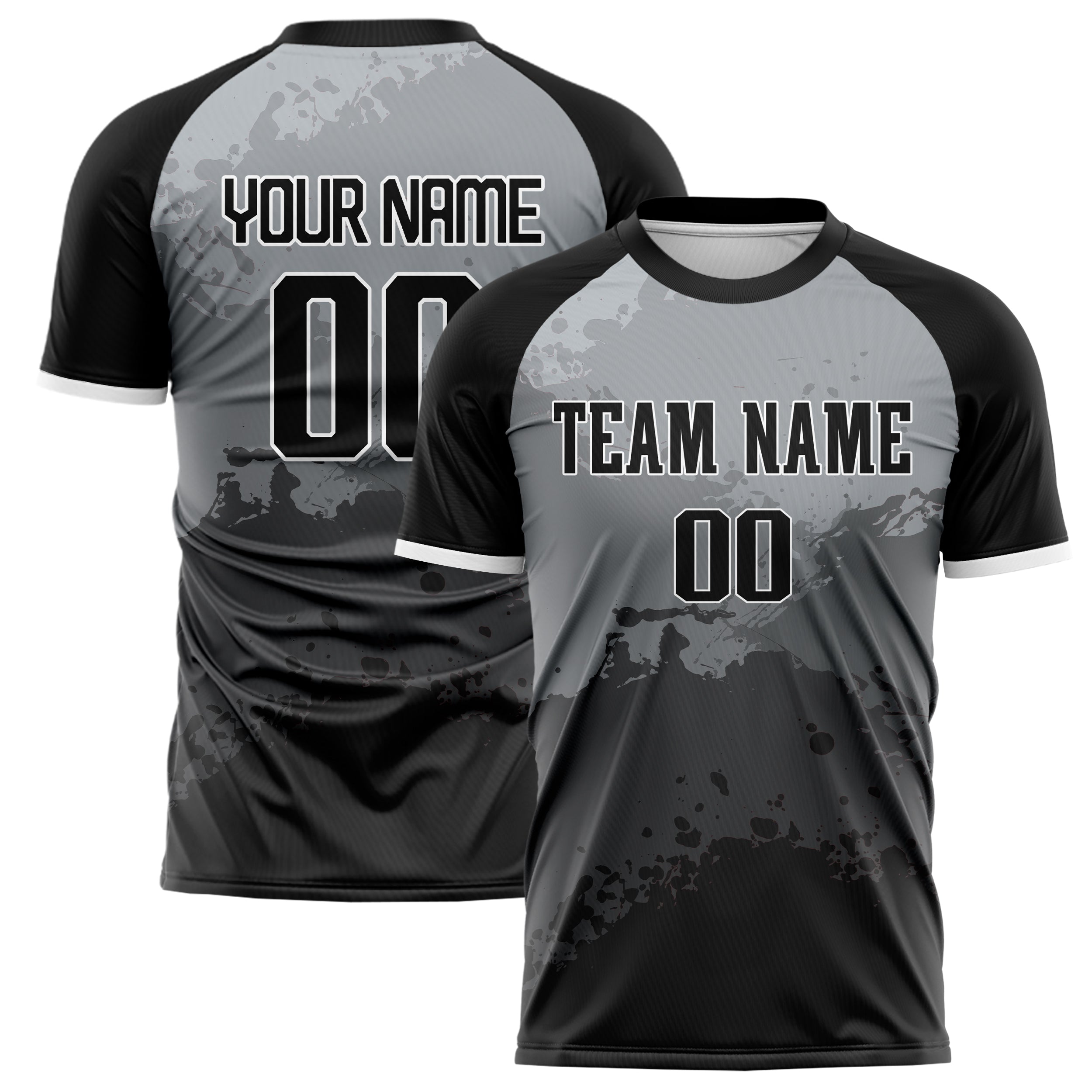 Personalized Black & Gray Pattern Soccer Jersey