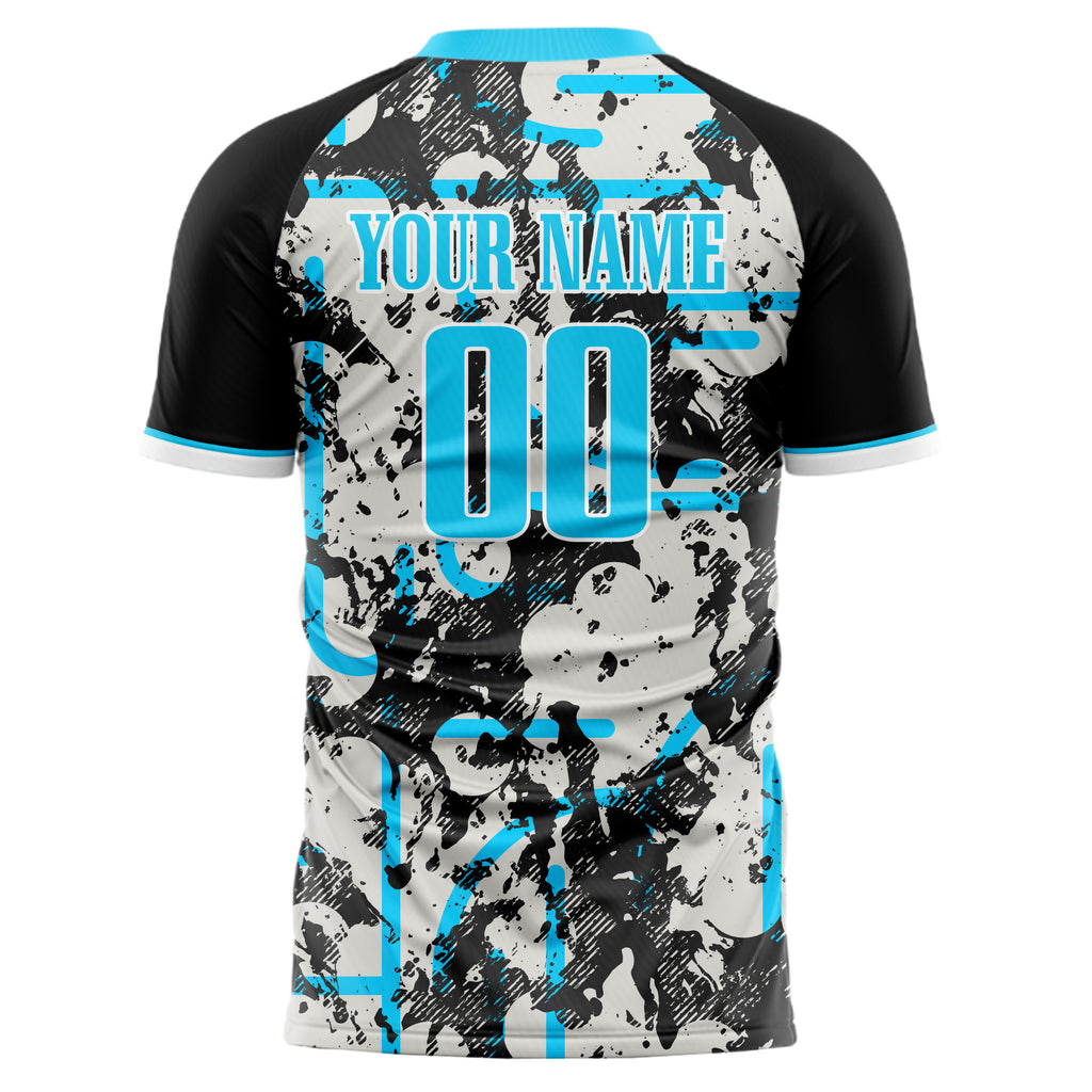 Personalized Black & Blue Pattern Soccer Jersey