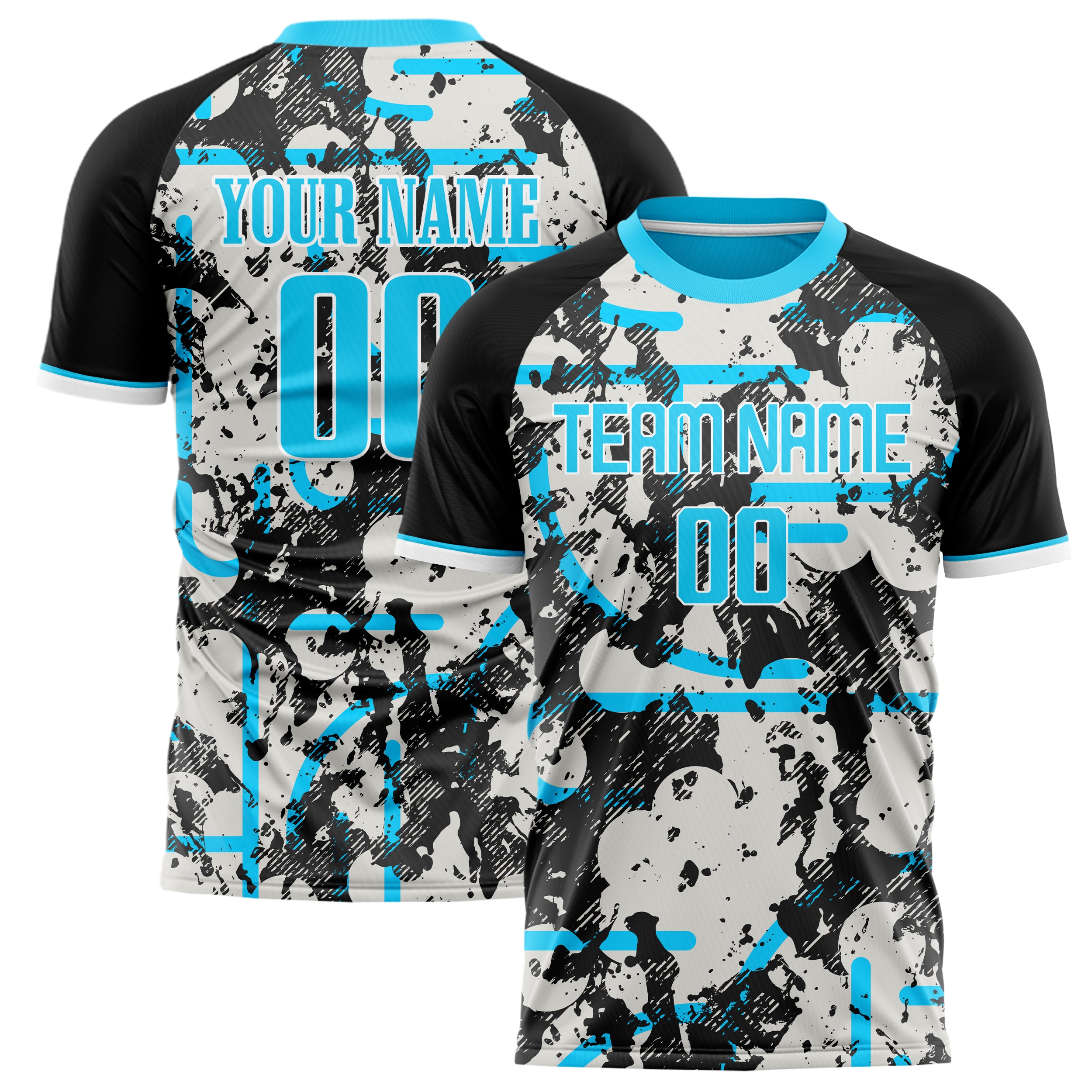 Personalized Black & Blue Pattern Soccer Jersey
