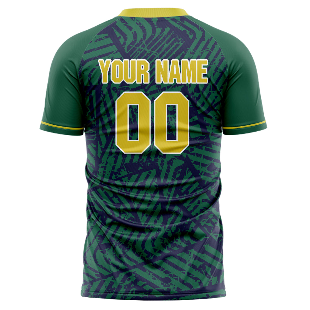 Personalized Kelly Green & Yellow Pattern Soccer Jersey