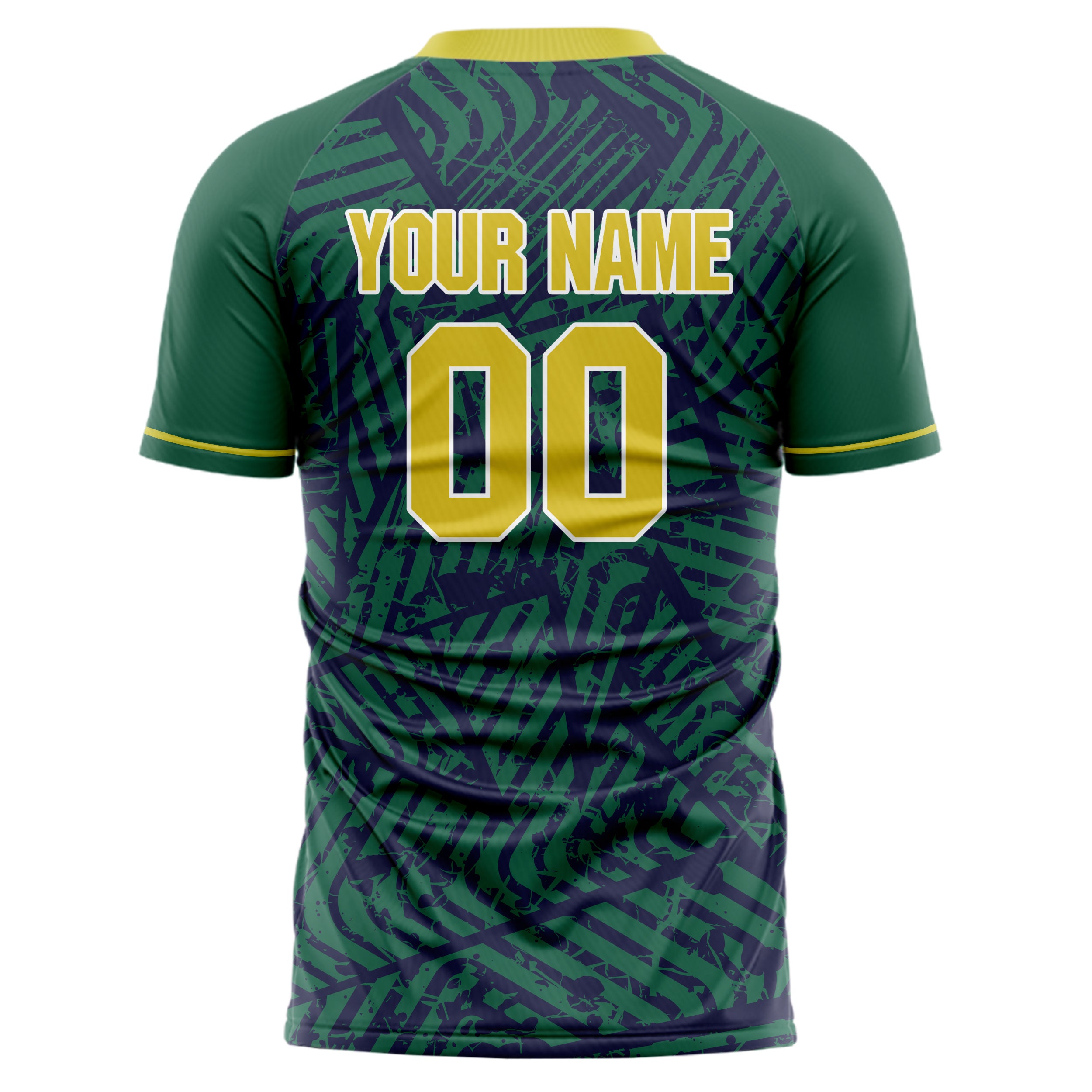 Personalized Kelly Green & Yellow Pattern Soccer Jersey