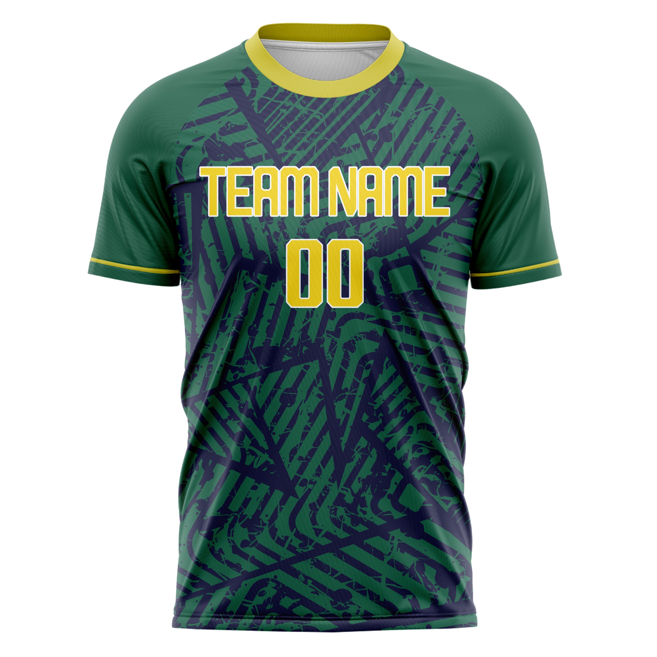 Personalized Kelly Green & Yellow Pattern Soccer Jersey