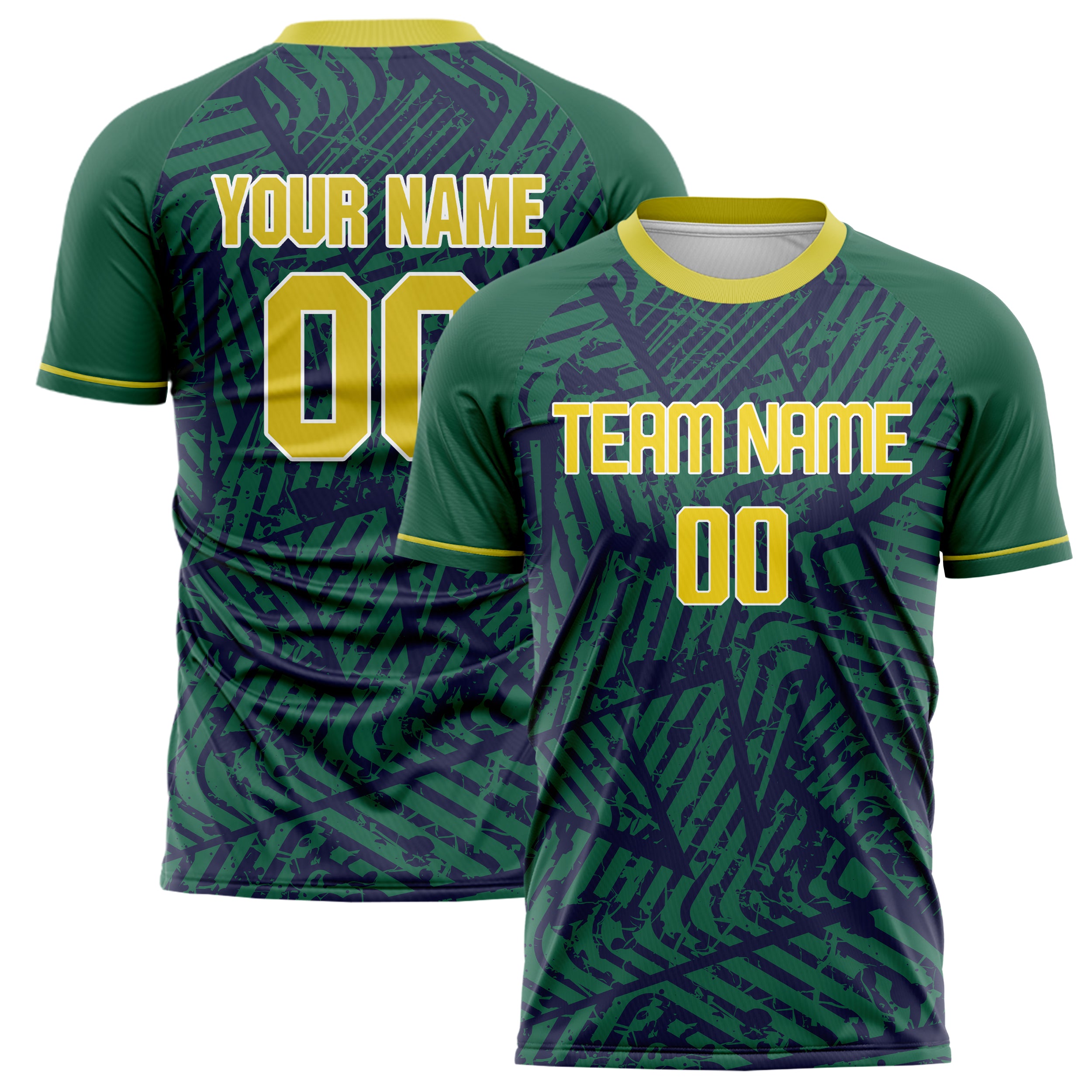 Personalized Kelly Green & Yellow Pattern Soccer Jersey