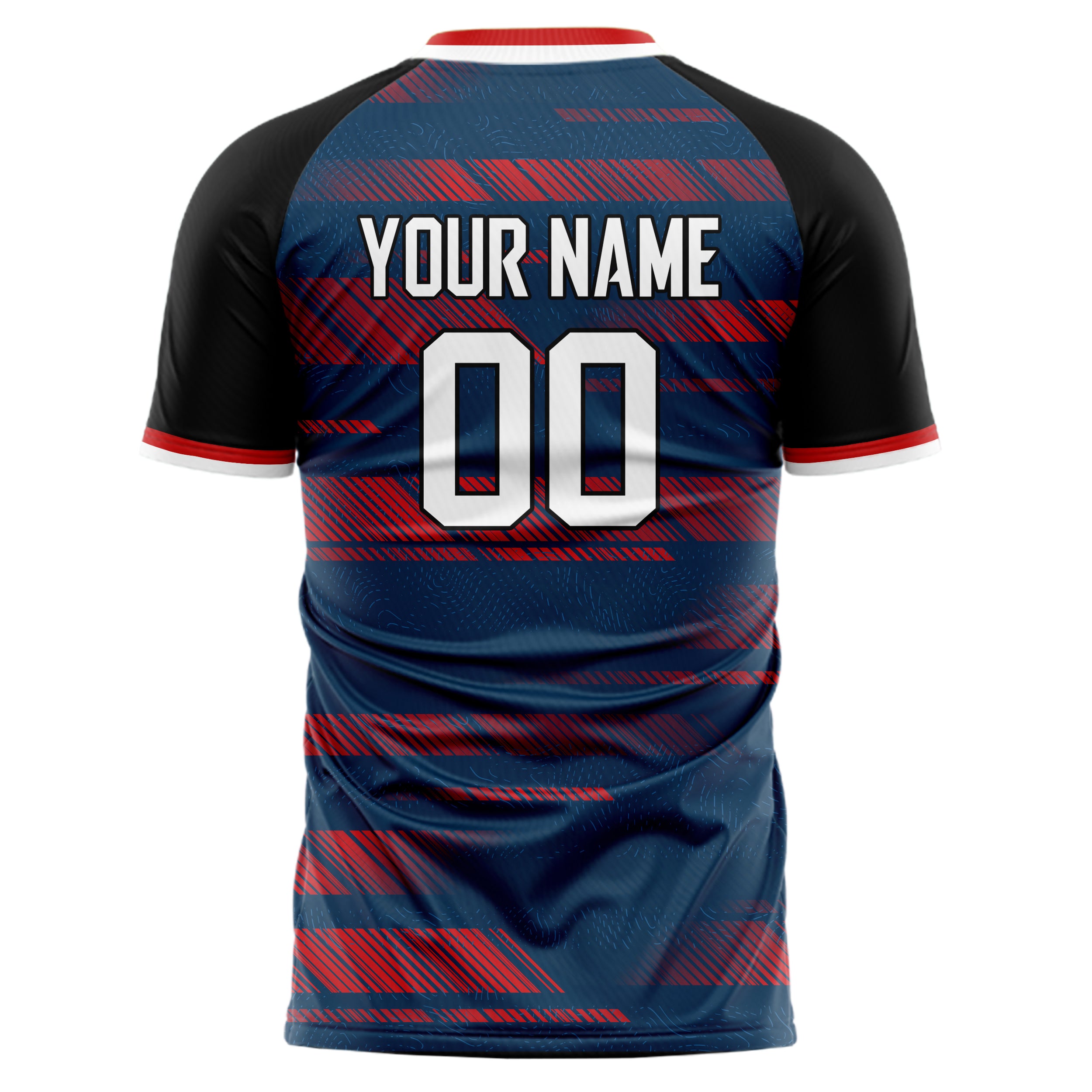 Personalized Navy & Red Pattern Soccer Jersey
