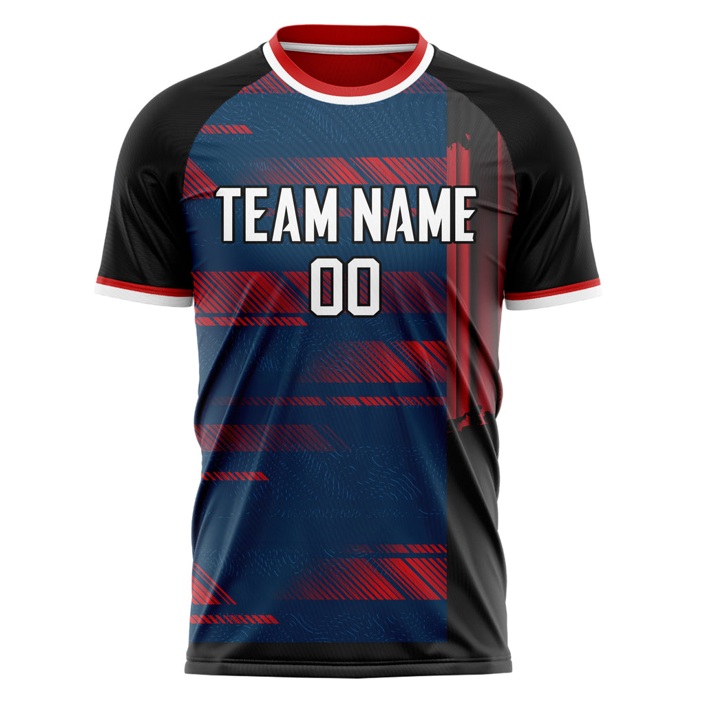 Personalized Navy & Red Pattern Soccer Jersey