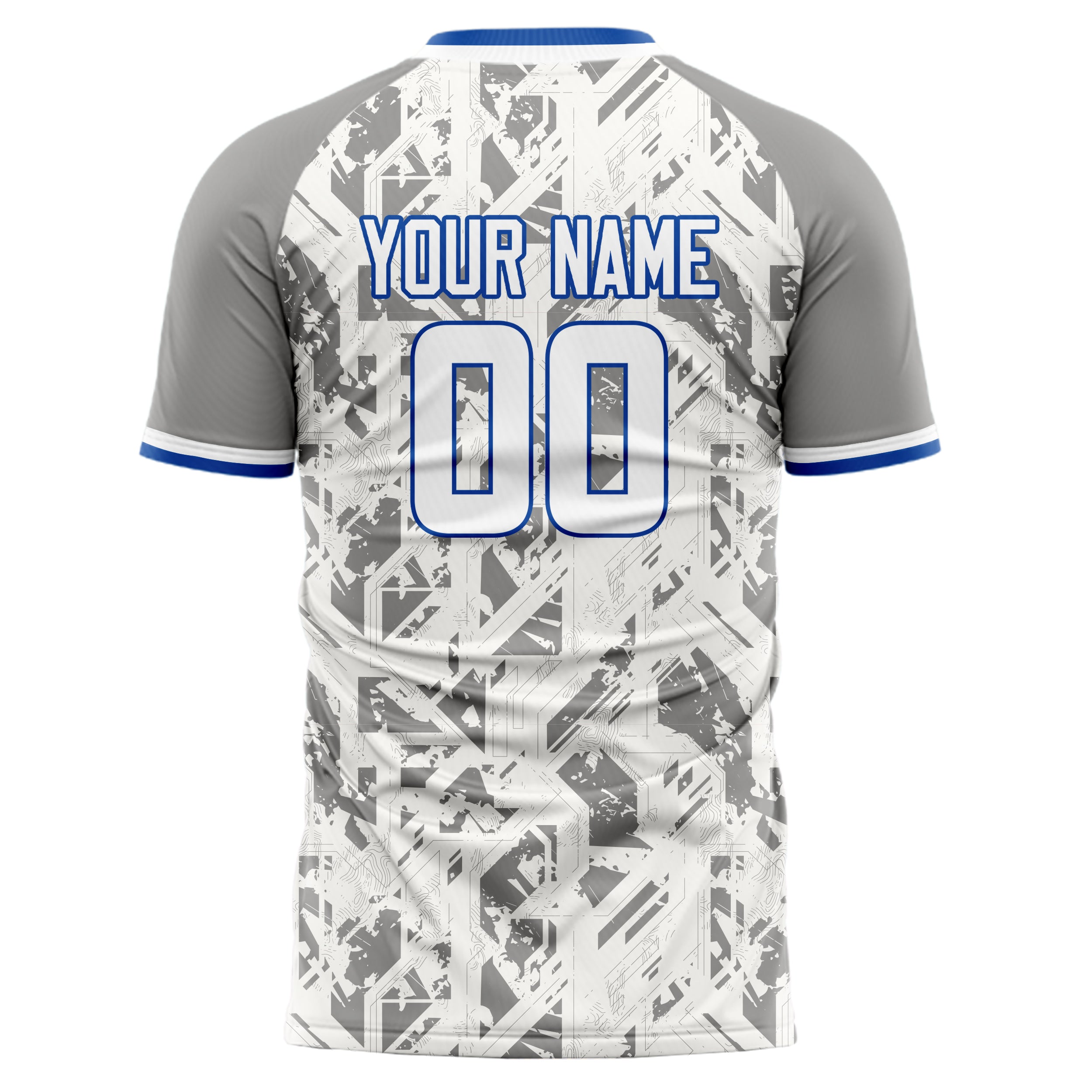 Personalized White & Gray Pattern Soccer Jersey