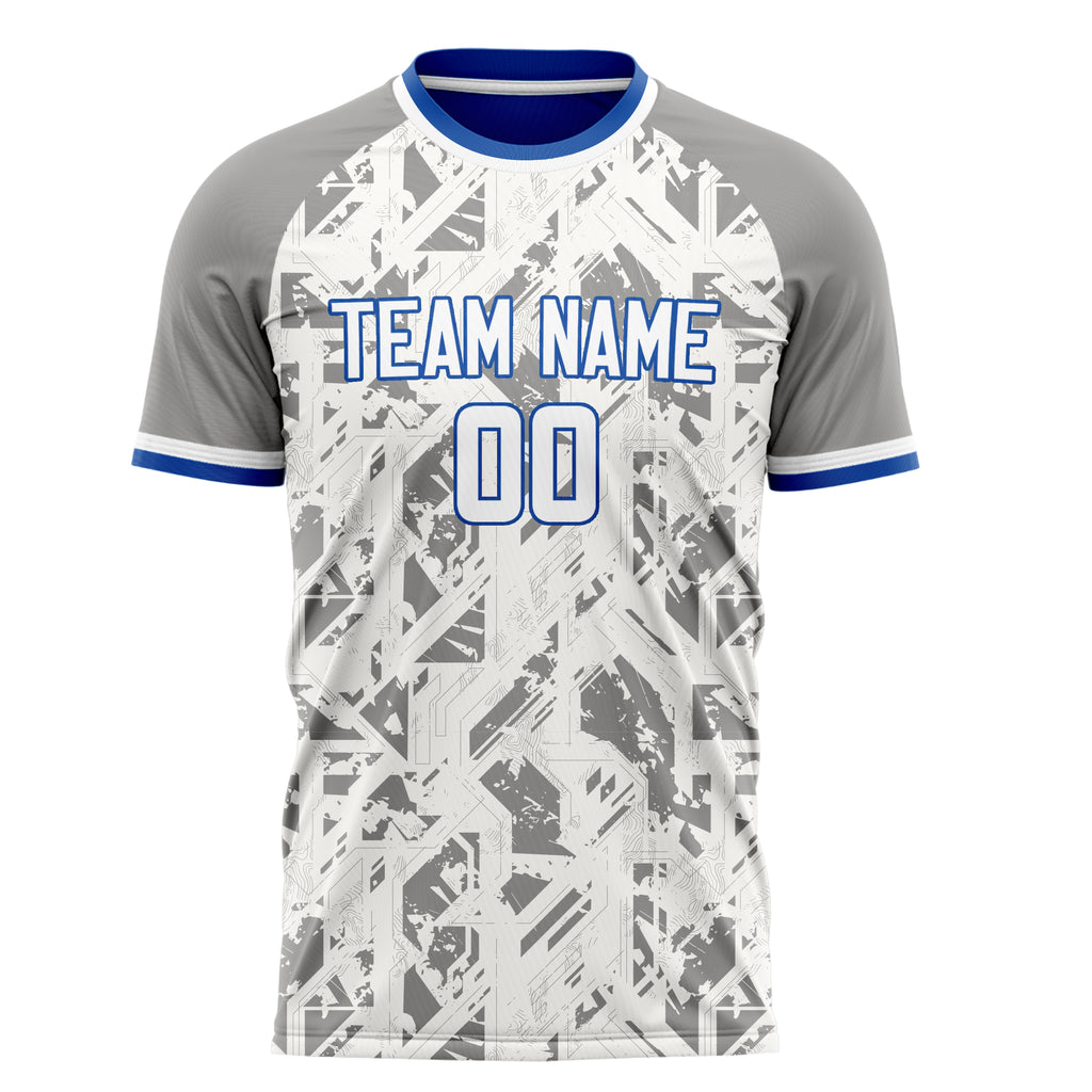 Personalized White & Gray Pattern Soccer Jersey