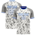 Personalized White & Gray Pattern Soccer Jersey