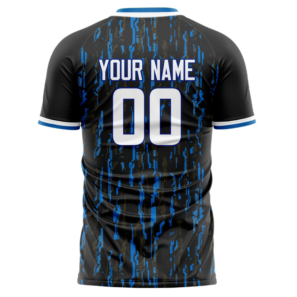 Personalized Black & Blue Pattern Soccer Jersey