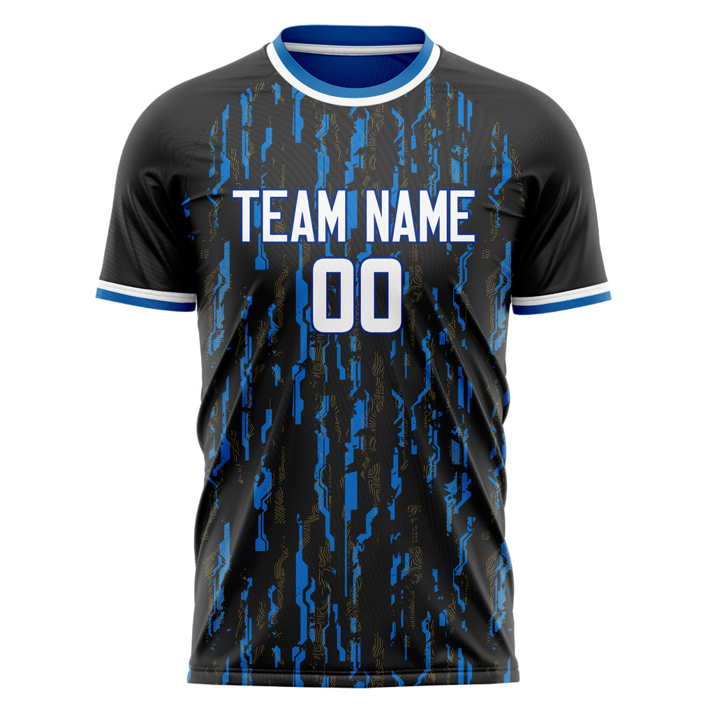 Personalized Black & Blue Pattern Soccer Jersey