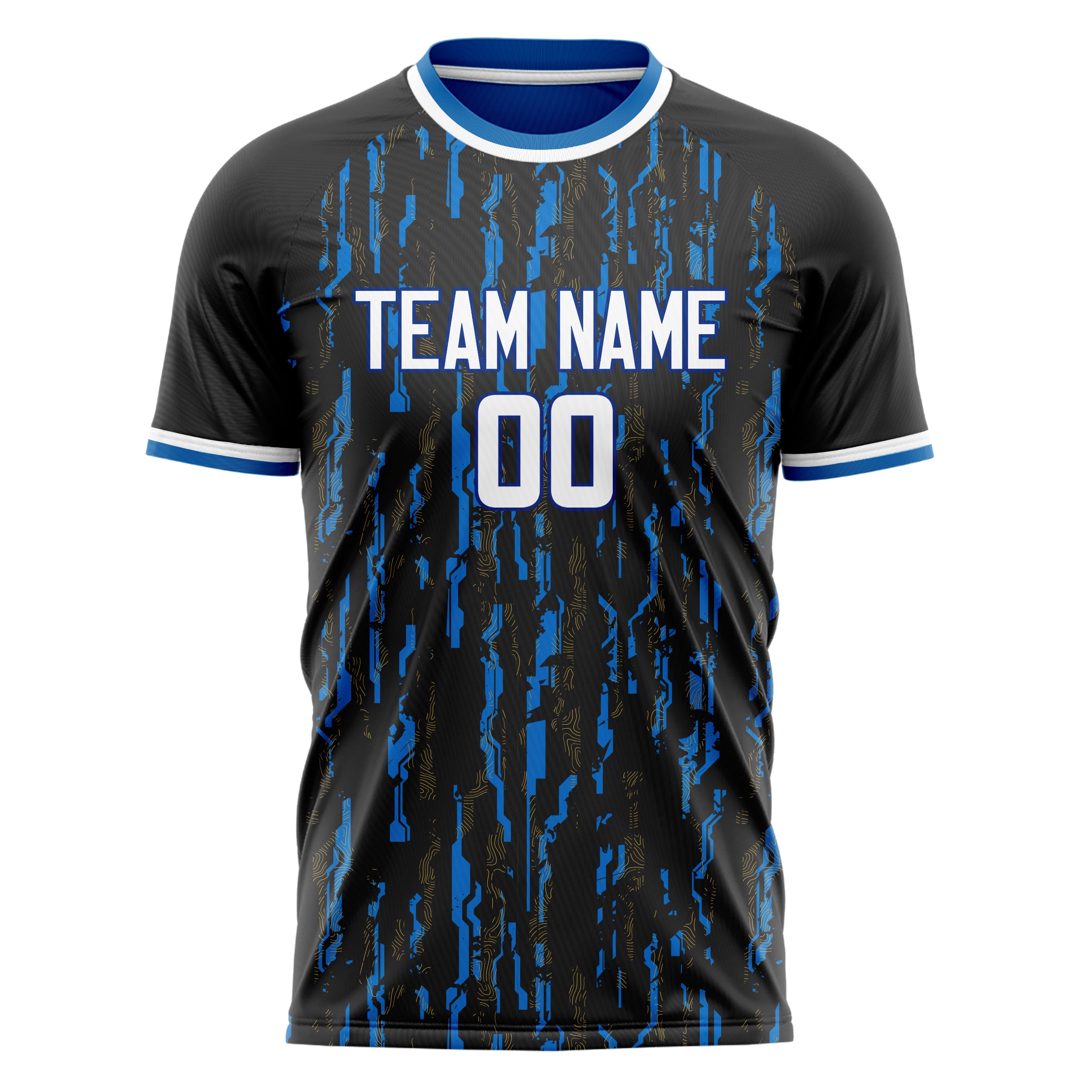 Personalized Black & Blue Pattern Soccer Jersey