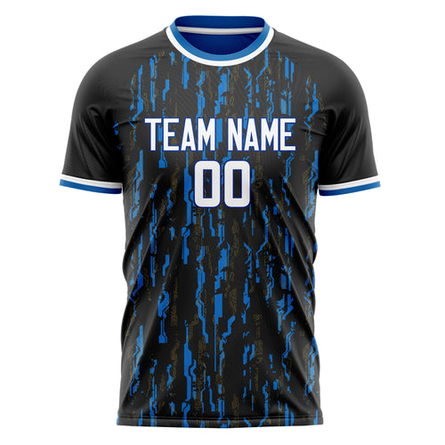 Personalized Black & Blue Pattern Soccer Jersey