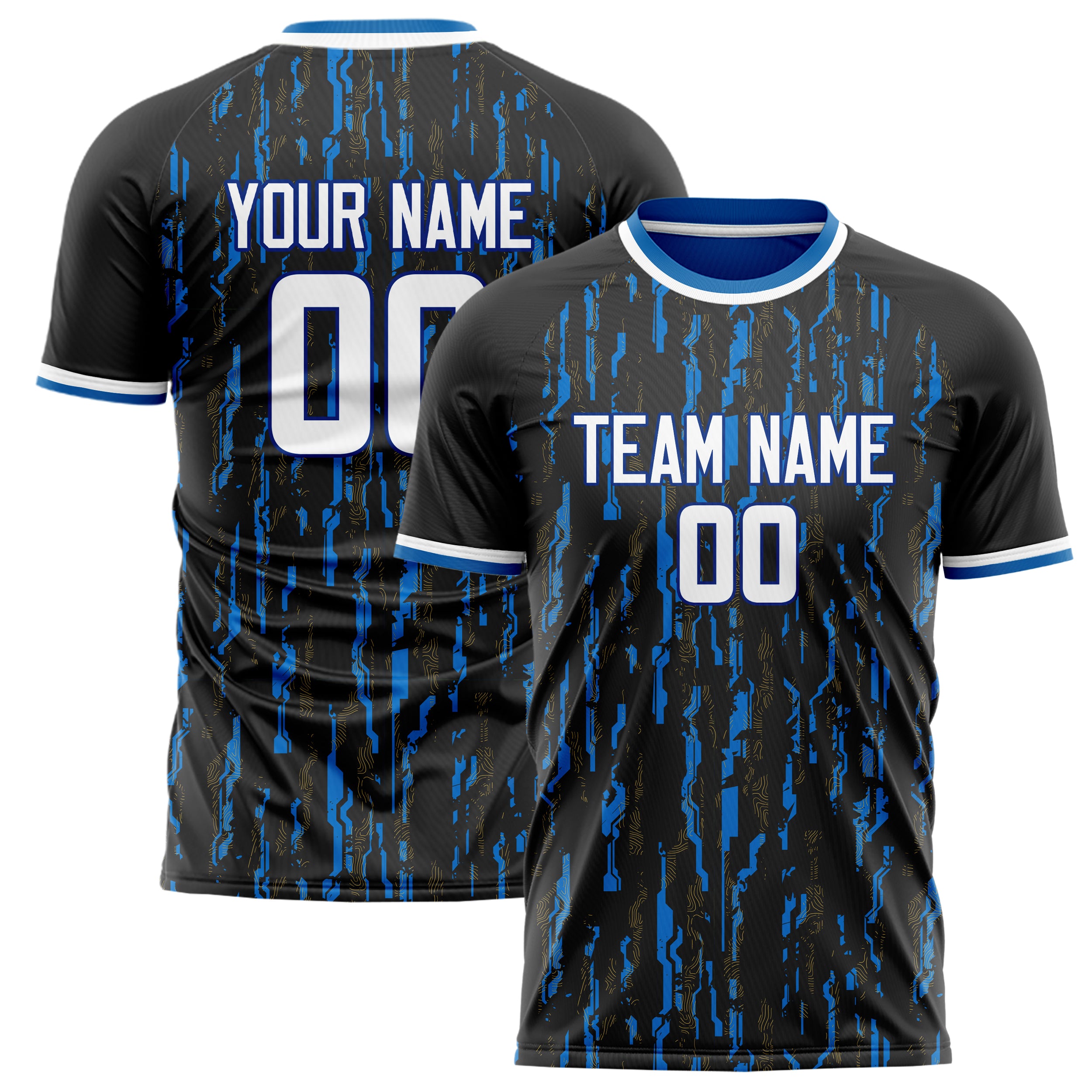 Personalized Black & Blue Pattern Soccer Jersey