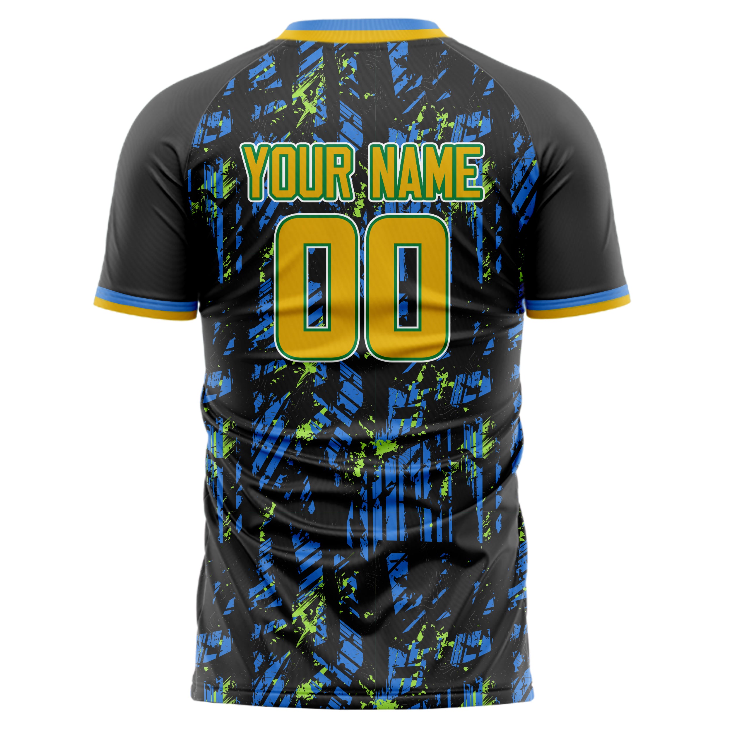 Personalized Blue & Gold Pattern Soccer Jersey