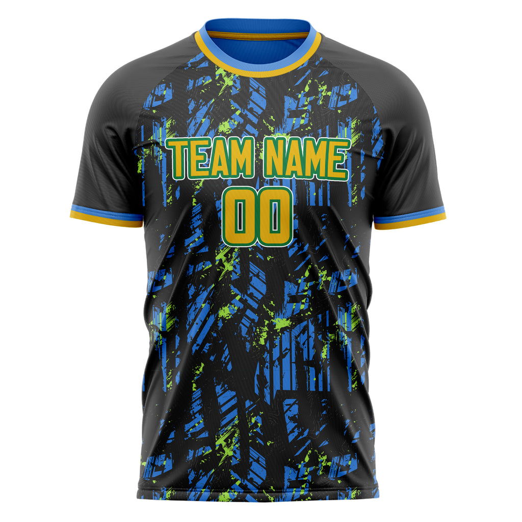 Personalized Blue & Gold Pattern Soccer Jersey