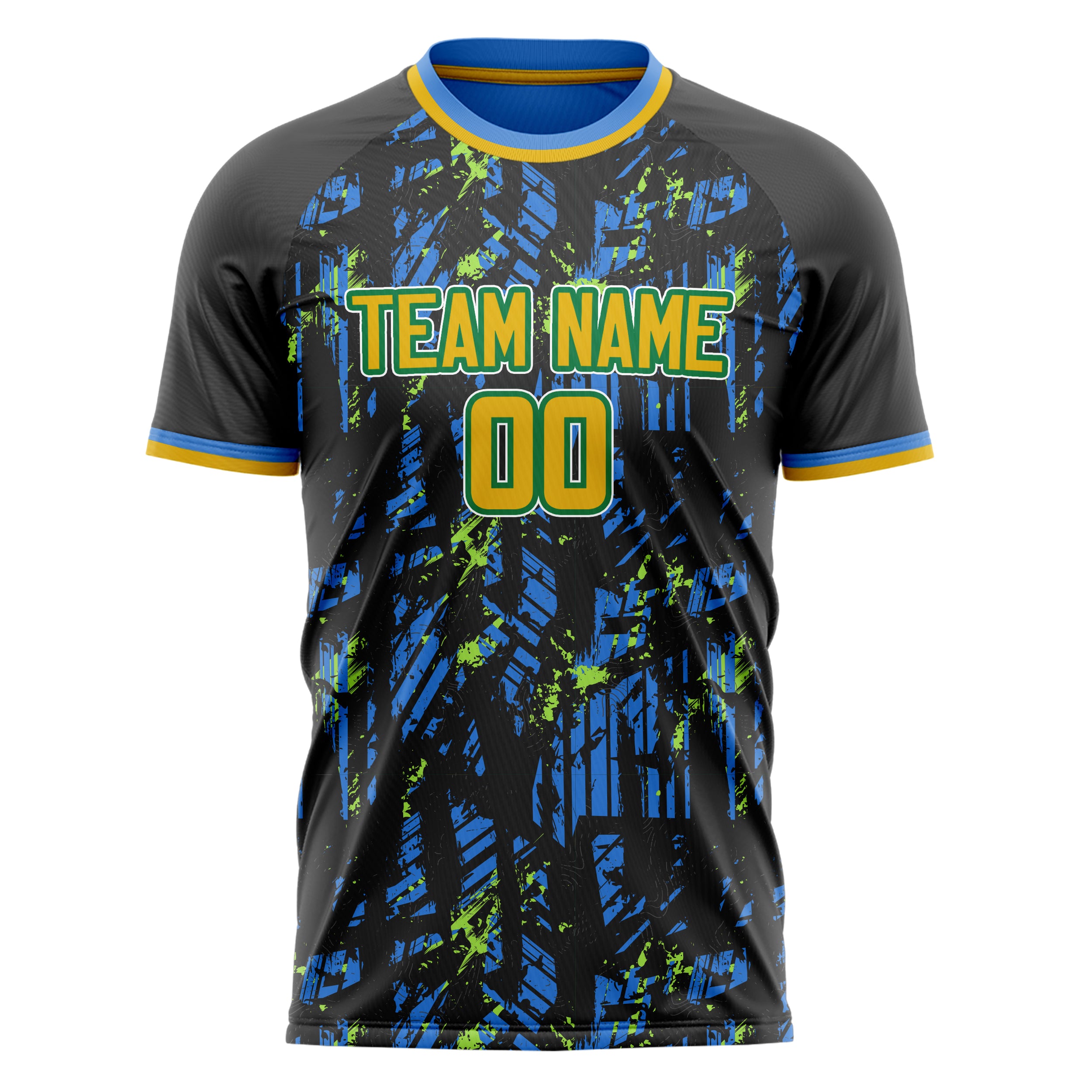 Personalized Blue & Gold Pattern Soccer Jersey