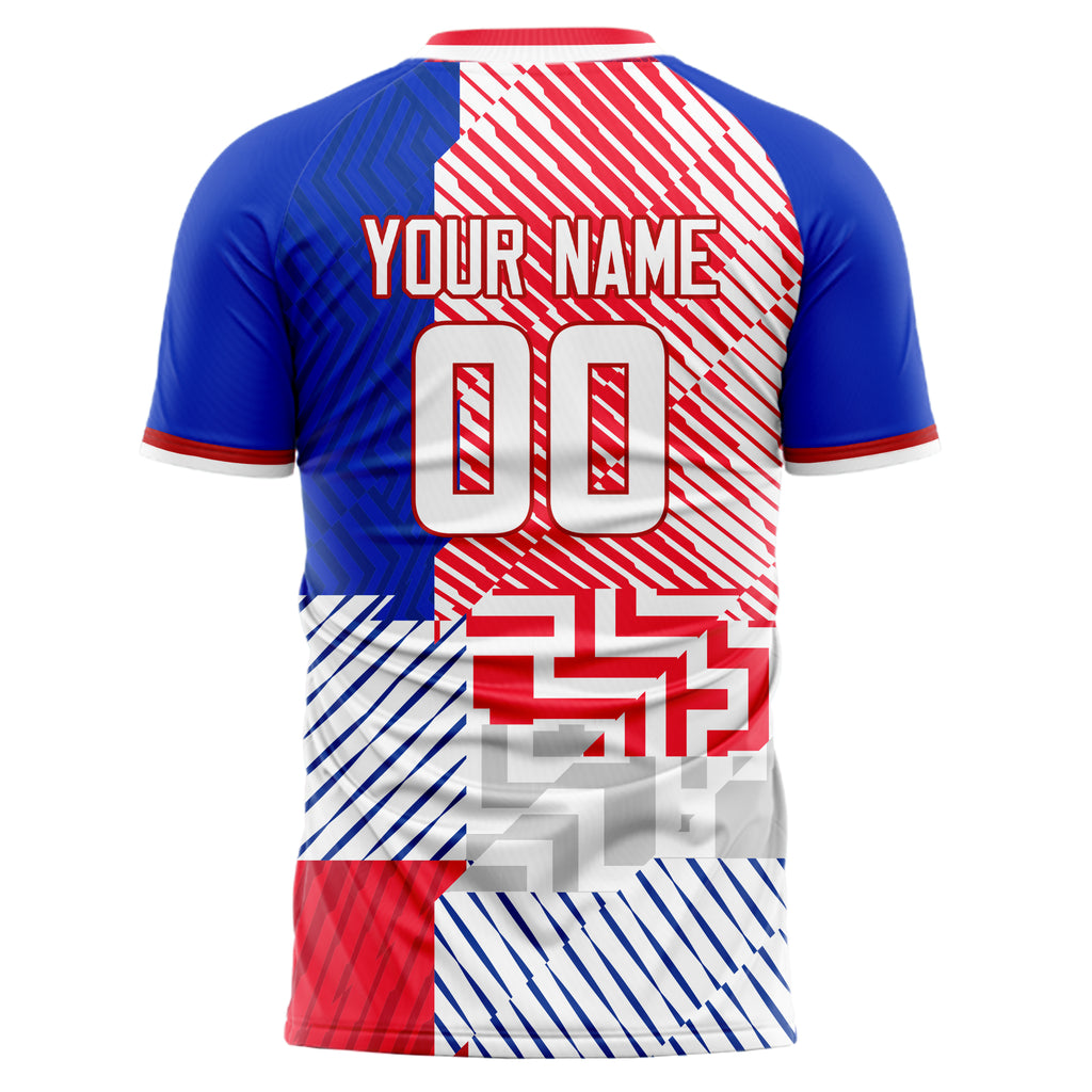 Personalized Red & White Pattern Soccer Jersey