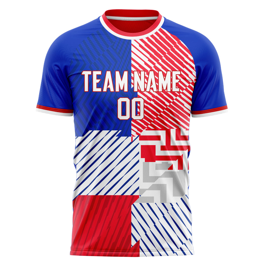 Personalized Red & White Pattern Soccer Jersey