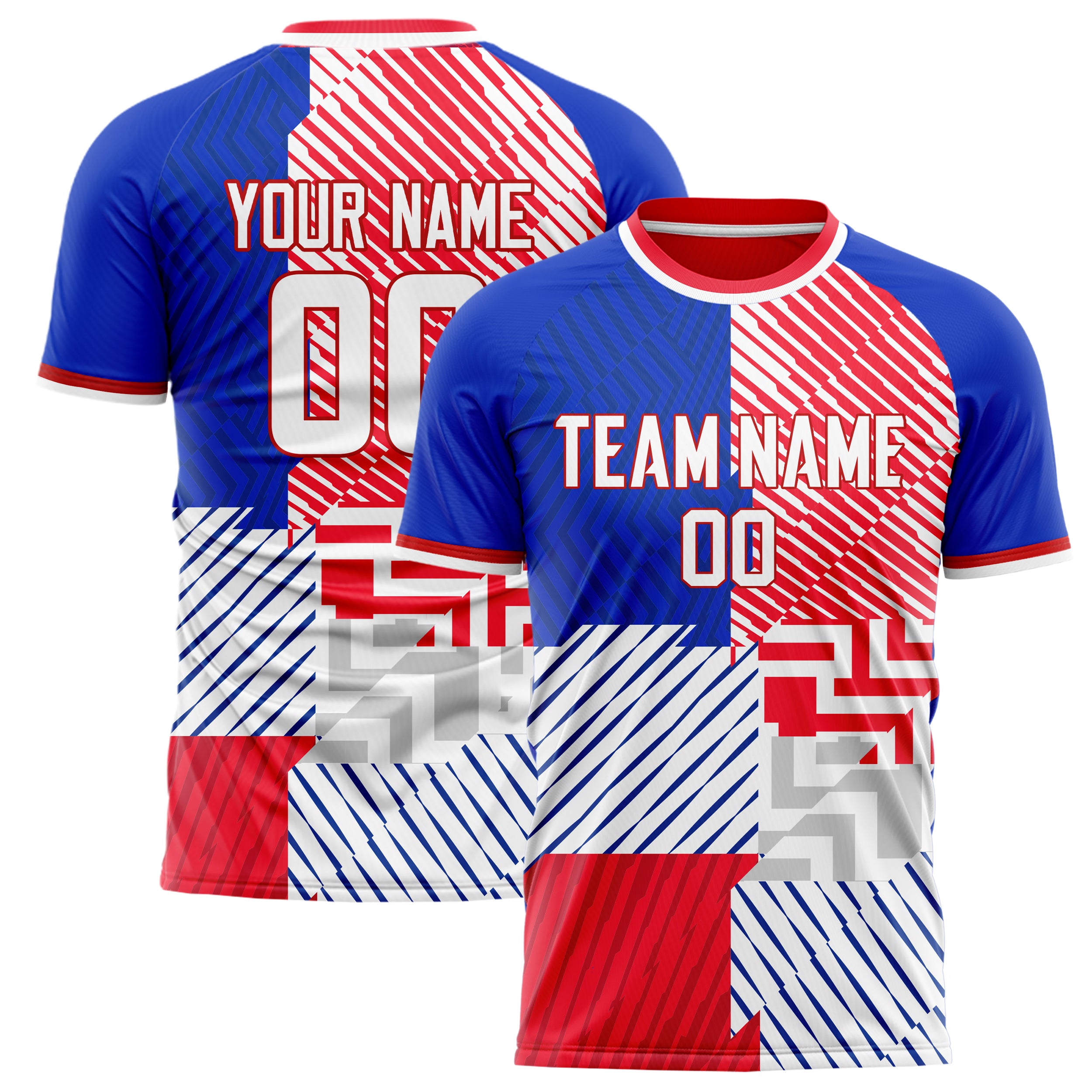 Personalized Red & White Pattern Soccer Jersey