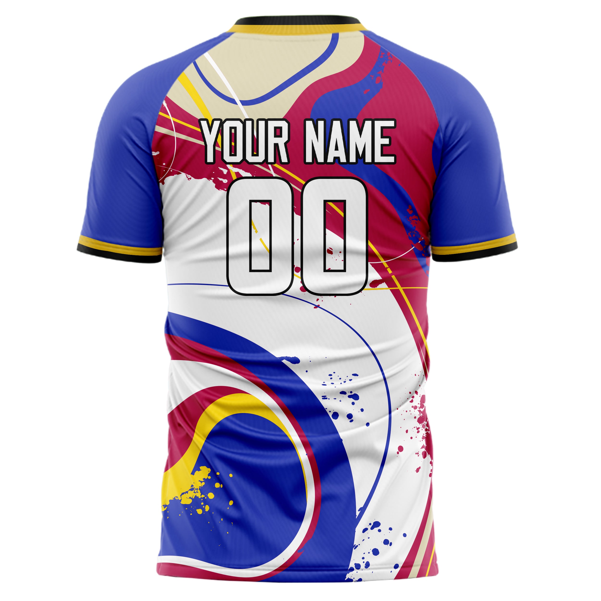 Personalized White & Blue Pattern Soccer Jersey