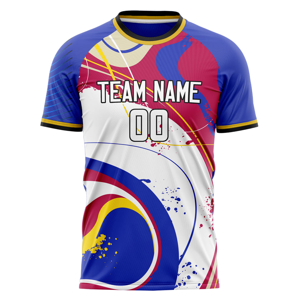 Personalized White & Blue Pattern Soccer Jersey
