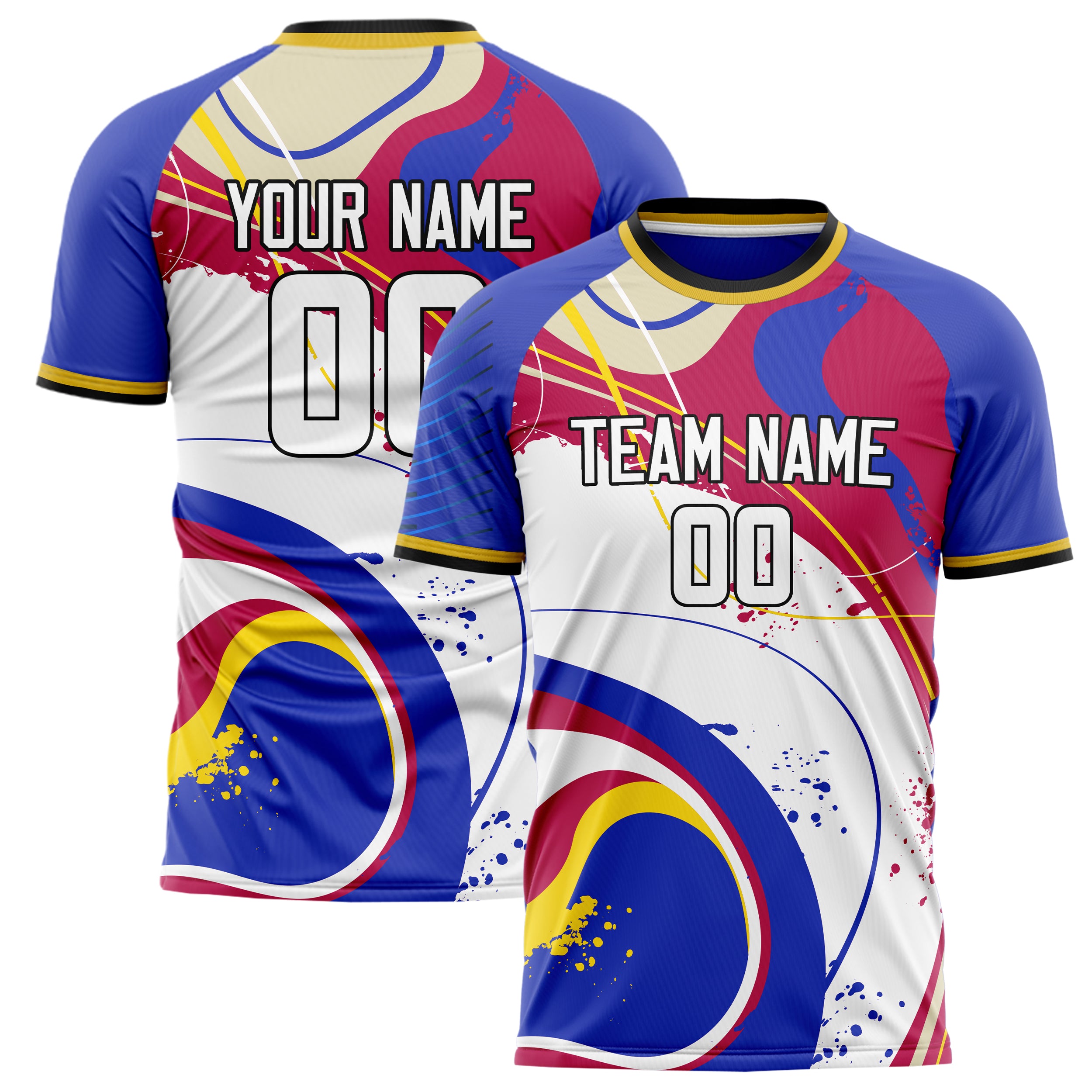 Personalized White & Blue Pattern Soccer Jersey