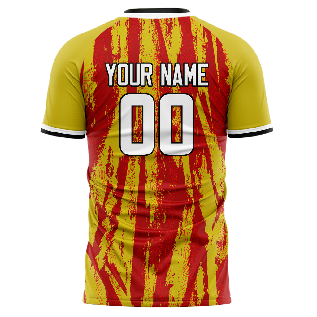 Personalized Gold & Red Pattern Soccer Jersey