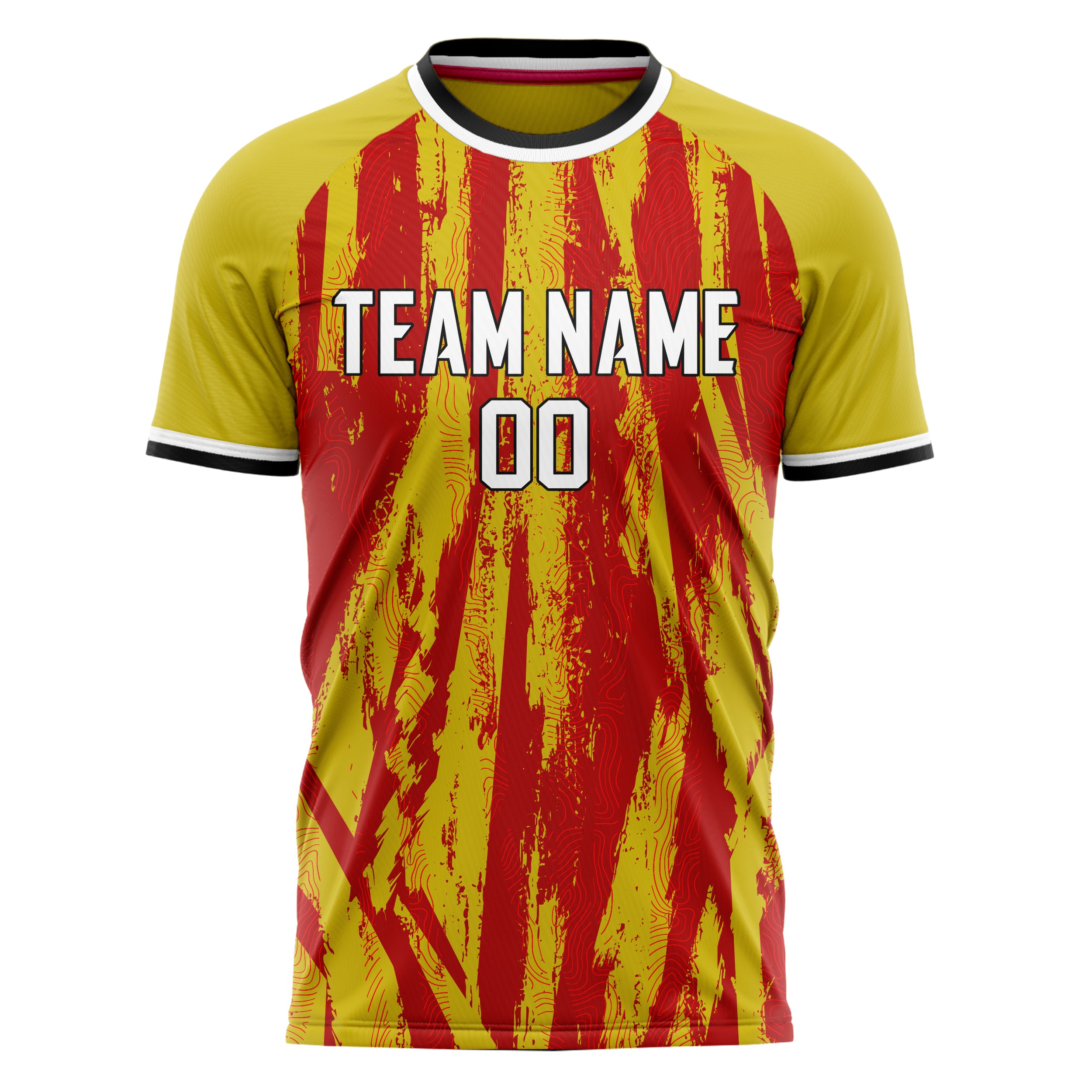 Personalized Gold & Red Pattern Soccer Jersey