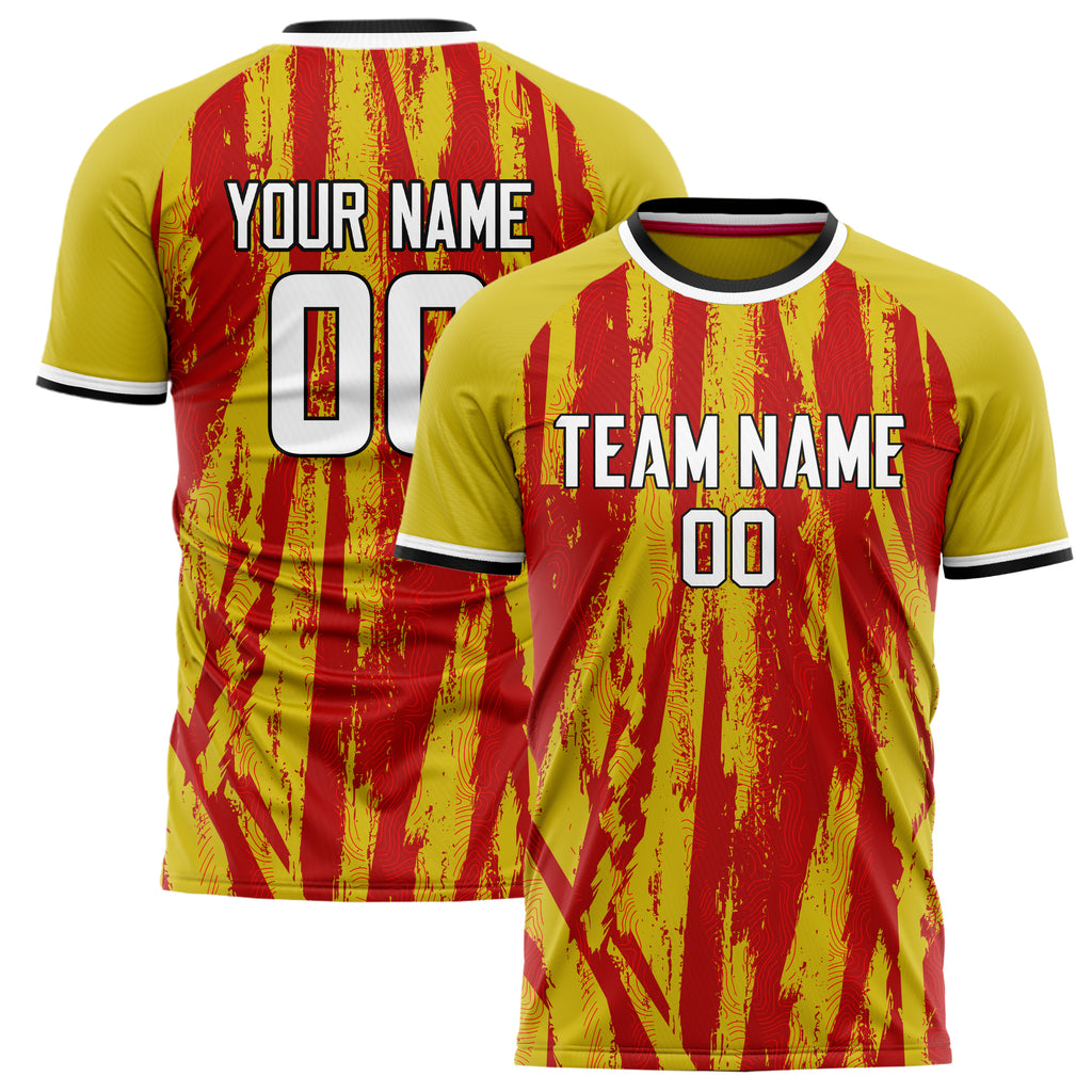 Personalized Gold & Red Pattern Soccer Jersey