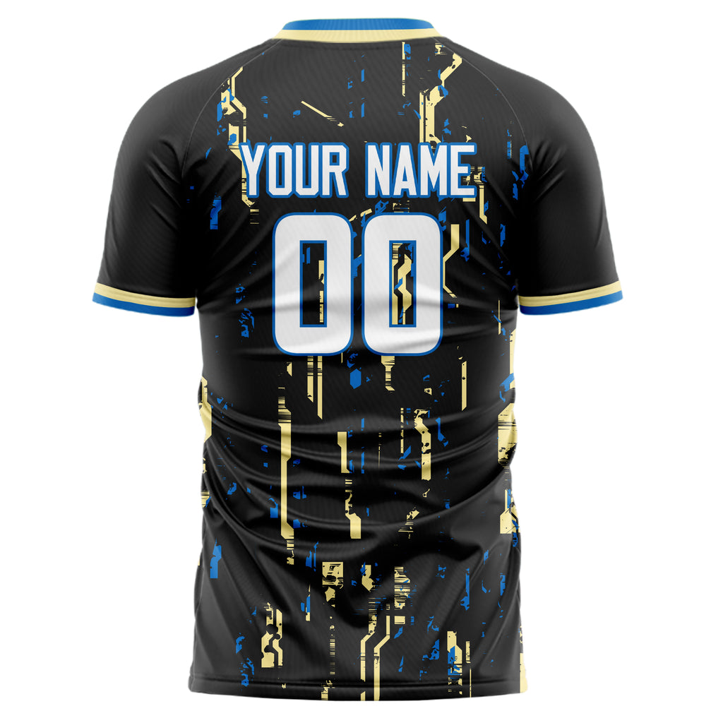 Personalized Black & Cream Pattern Soccer Jersey