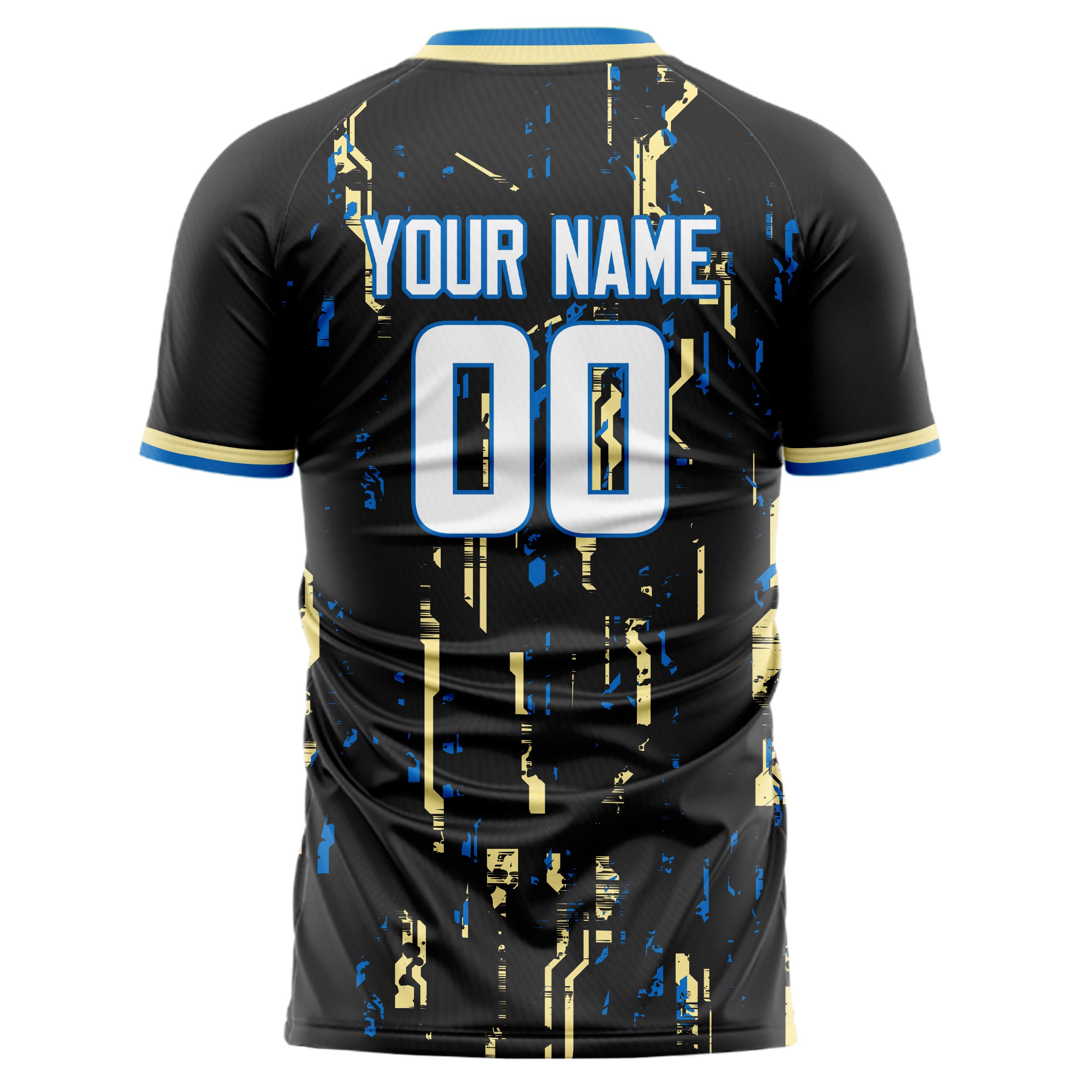 Personalized Black & Cream Pattern Soccer Jersey