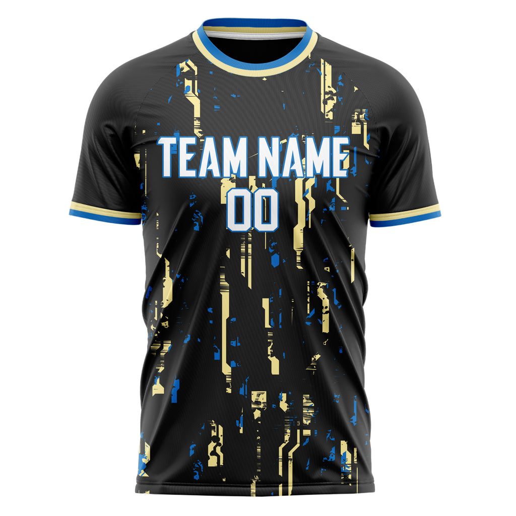 Personalized Black & Cream Pattern Soccer Jersey