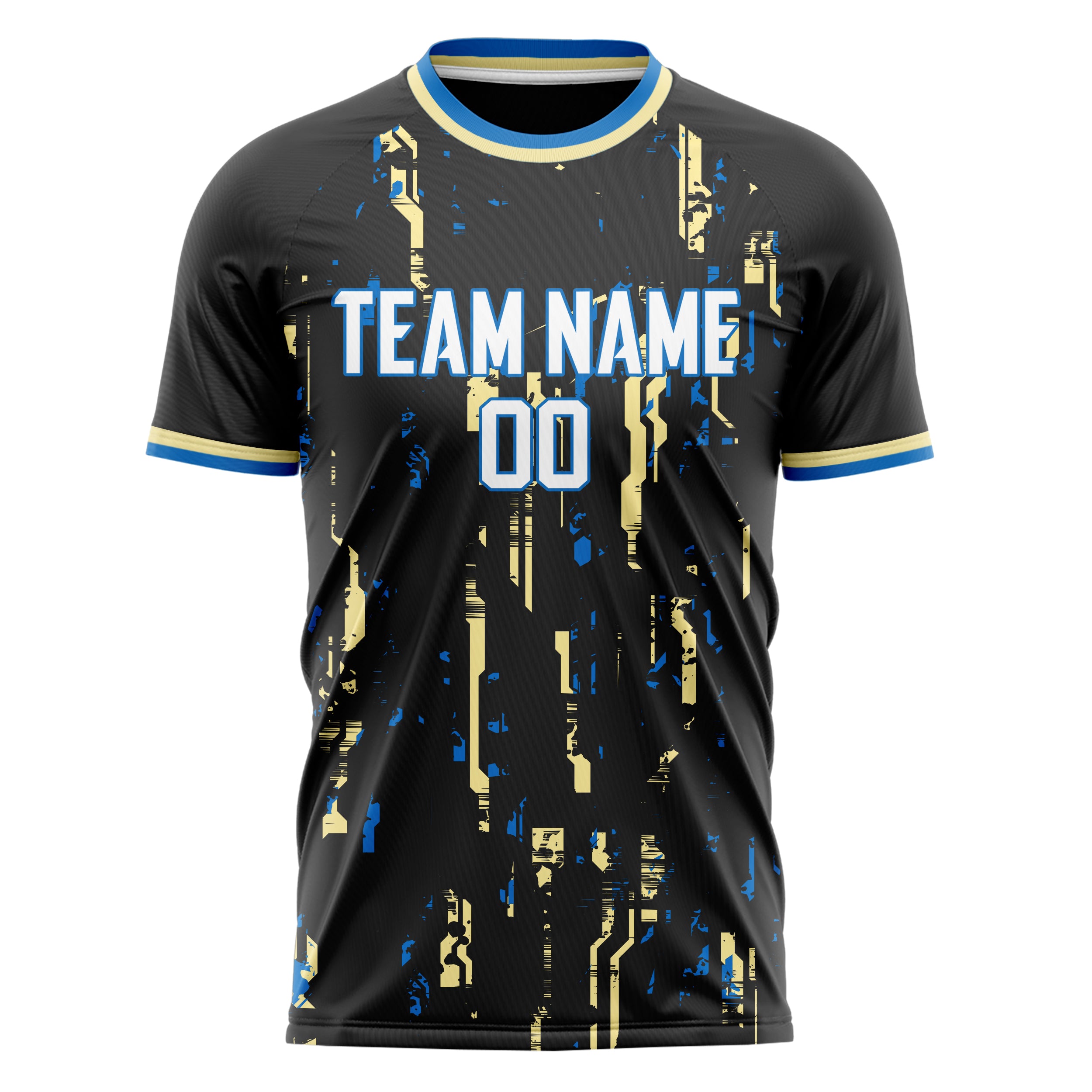 Personalized Black & Cream Pattern Soccer Jersey