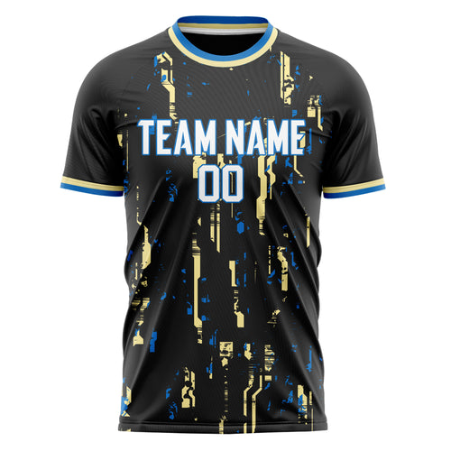 Personalized Black & Cream Pattern Soccer Jersey