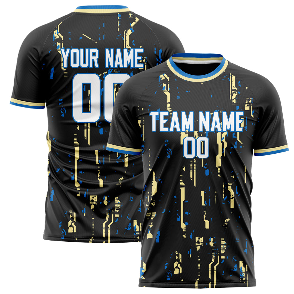 Personalized Black & Cream Pattern Soccer Jersey