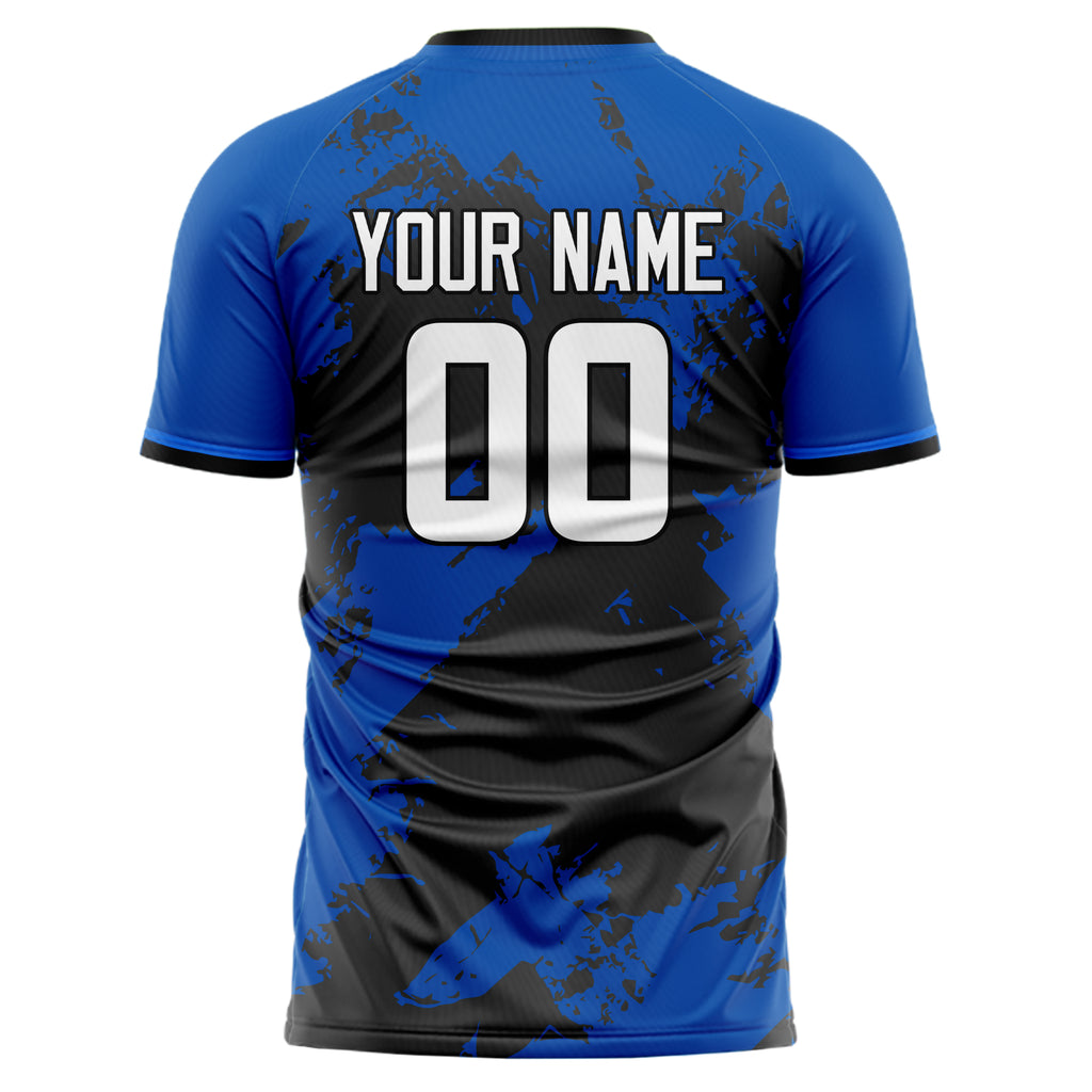 Personalized Royal & Black Pattern Soccer Jersey