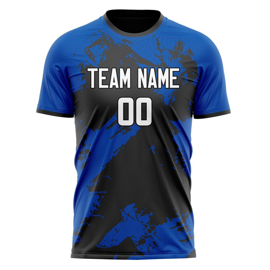 Personalized Royal & Black Pattern Soccer Jersey