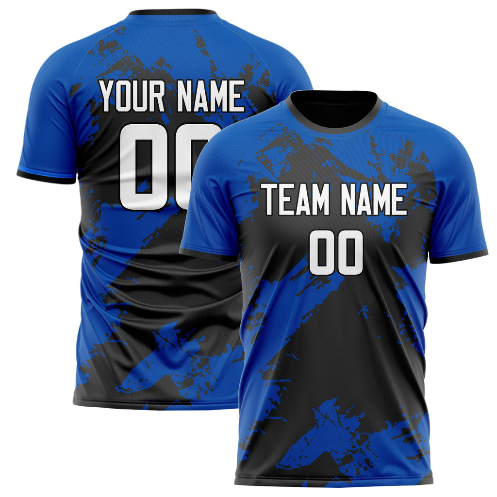 Personalized Royal & Black Pattern Soccer Jersey