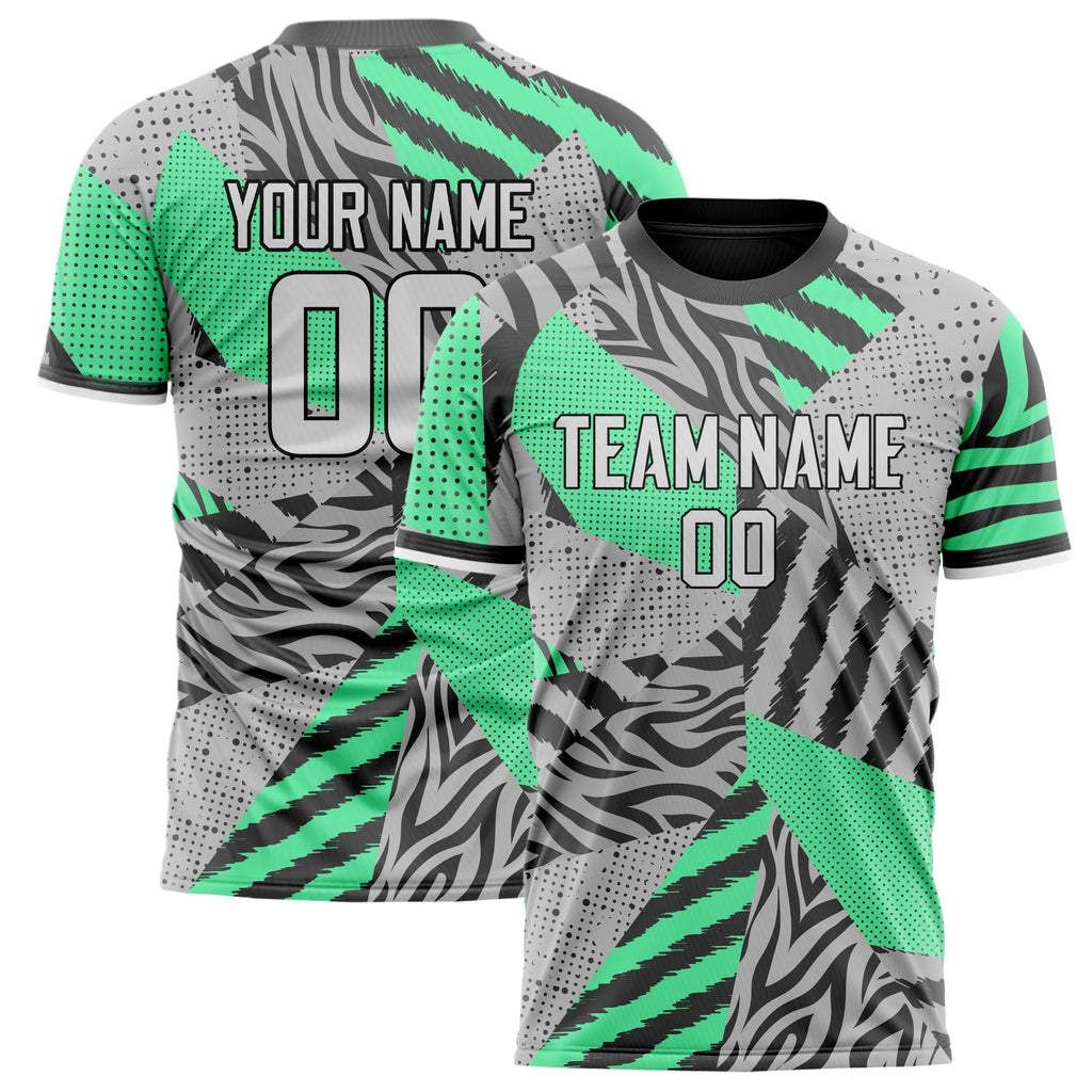 Personalized Gray & Teal Pattern Soccer Jersey