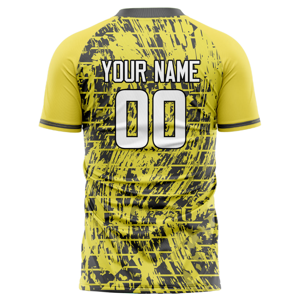 Personalized Yellow & Gray Pattern Soccer Jersey