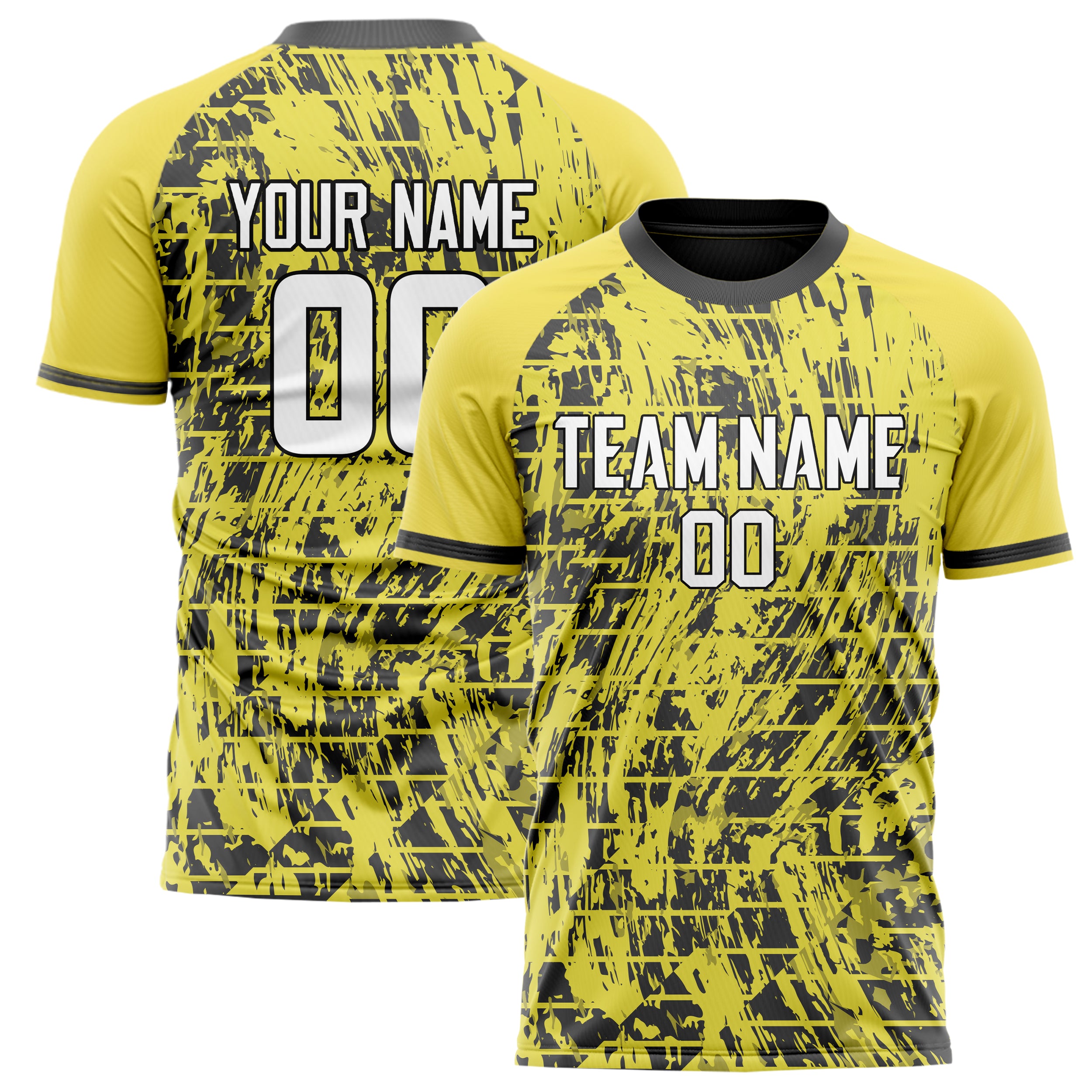 Personalized Yellow & Gray Pattern Soccer Jersey