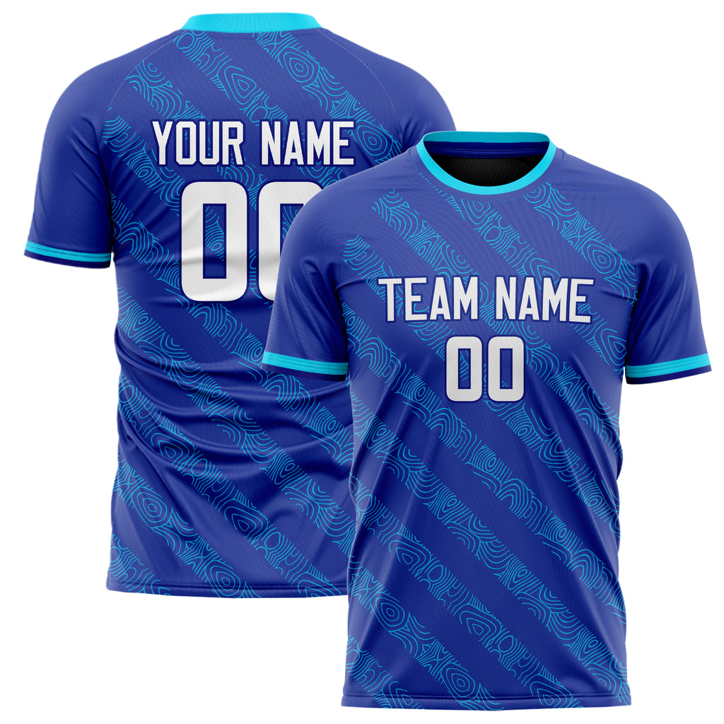 Personalized Royal & White Pattern Soccer Jersey