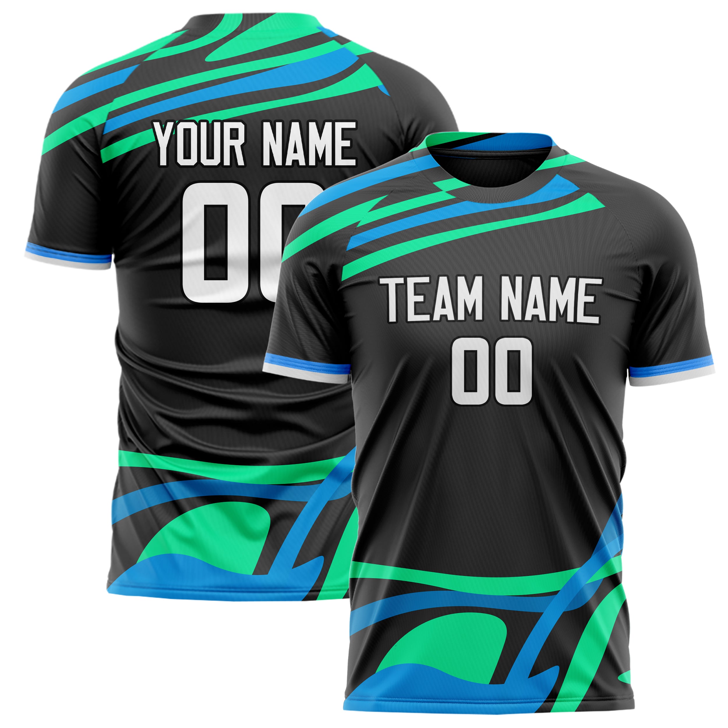 Personalized Black & Blue Pattern Soccer Jersey