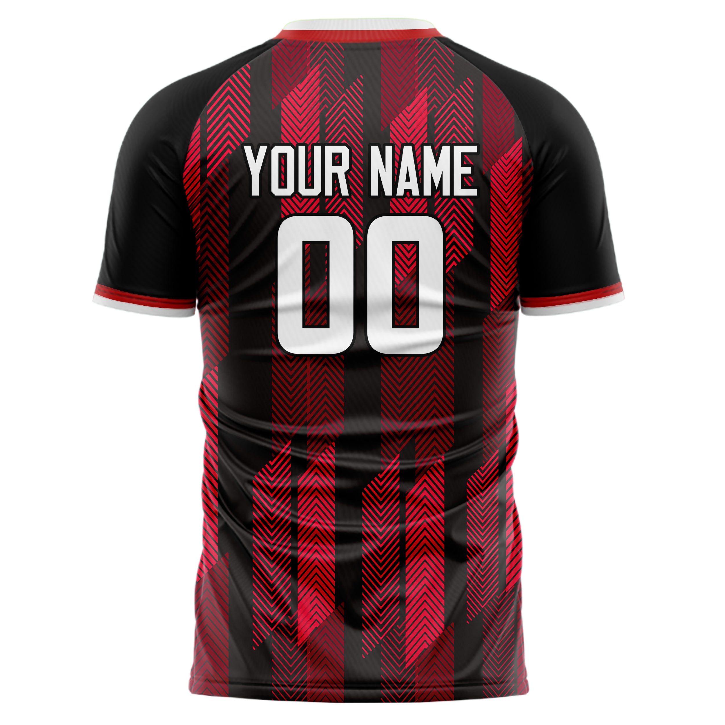 Personalized Red & Black Pattern Soccer Jersey