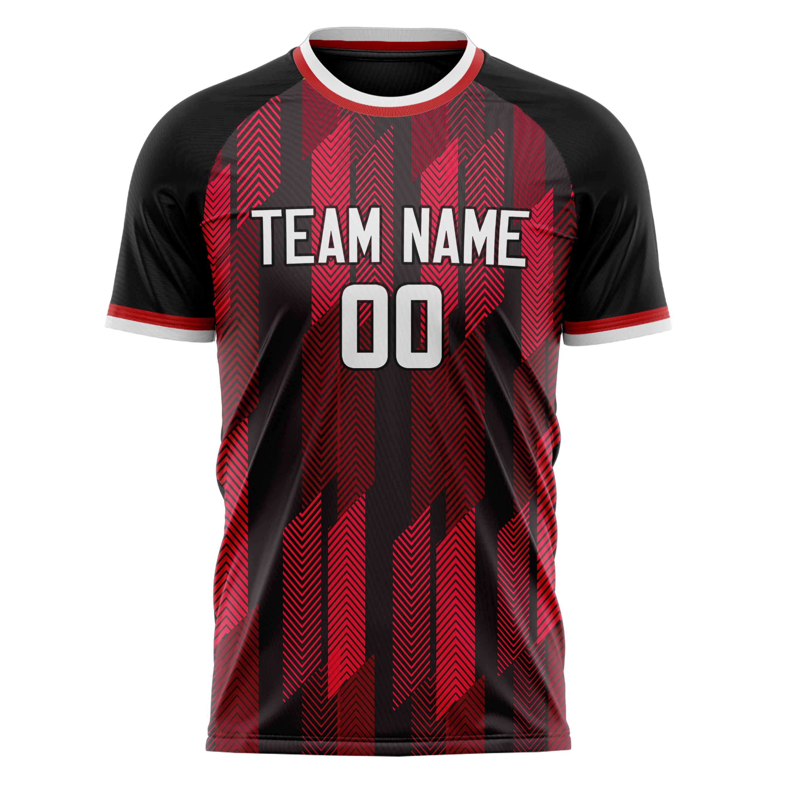Personalized Red & Black Pattern Soccer Jersey