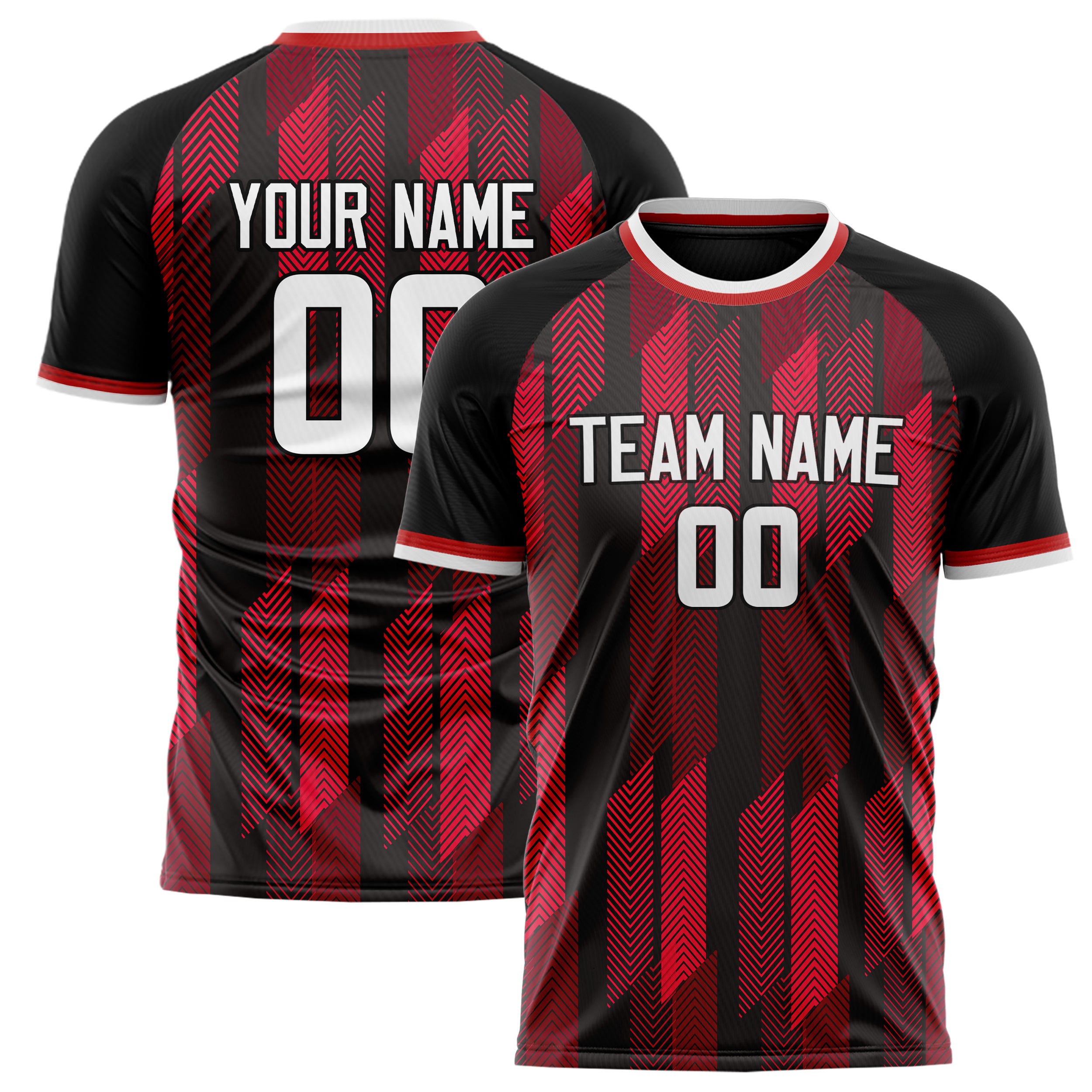 Personalized Red & Black Pattern Soccer Jersey