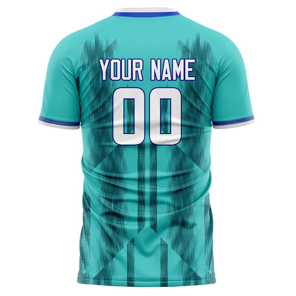 Personalized Teal & White Pattern Soccer Jersey