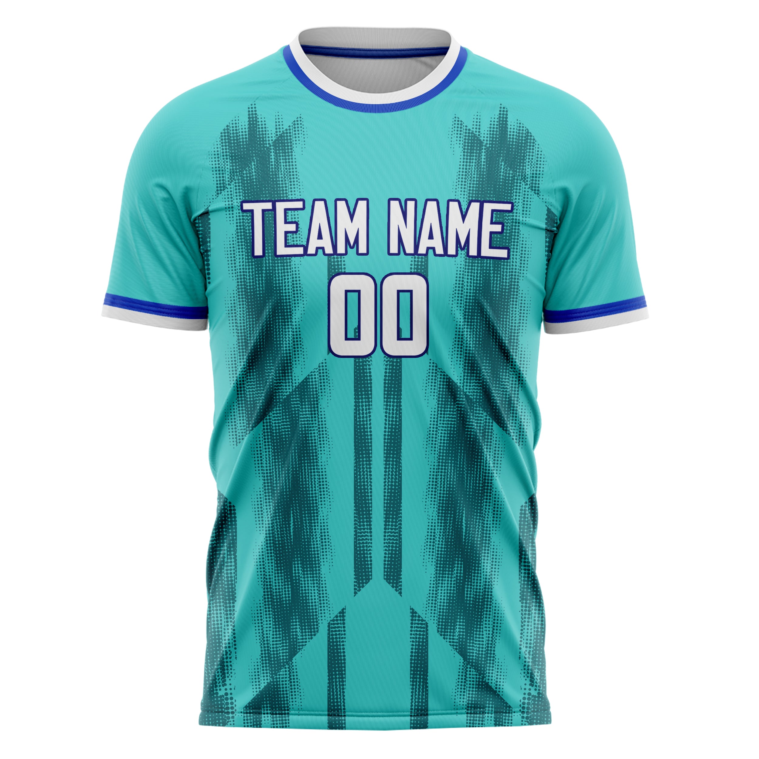 Personalized Teal & White Pattern Soccer Jersey